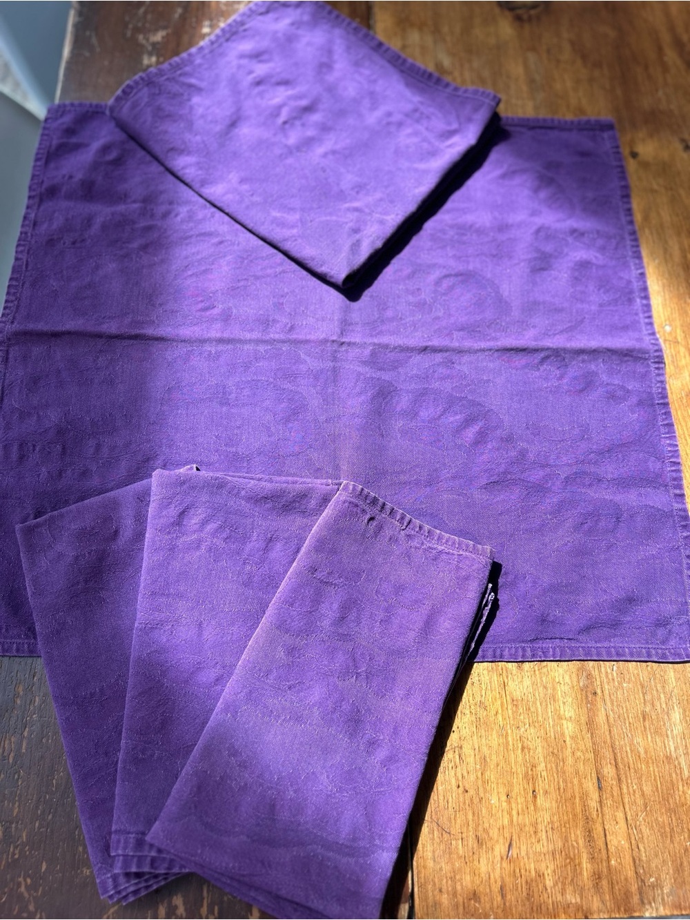 Purple Cotton Jacquard Napkin Set - 5 Pack